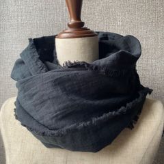 あったらいいな♪を形に…一枚仕立てゆらゆらフリンジWスヌード　ブラック