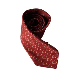 SALVATORE FERRAGAMO フェラガモ ネクタイ レッド シルク イタリア製 波 人 総柄