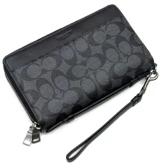 ほぼ新品！コーチ オーガナイザー 長財布 シグネチャー柄 PVCレザー 総柄 2025年最新】シグネチャー ダブル ジップ トラベル