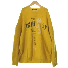 ラフシモンズ RAF SIMONS 22AW Loose fit braid relief roundneck sweater prin ニット セーター オーバー 長袖 イエロー 黄 2 ☆AA★のサムネイル