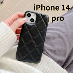 【SHOPS】 iPhone14 pro スマホケース キルティング風 ブラック E014