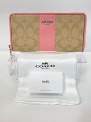 新品】コーチ coach ジッピーウォレット シグネチャー 長財布 ピンク