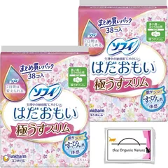 【まとめ買い】ソフィ はだおもい 極うすスリム 多い昼 ふつうの日 羽つき 21 cm 38枚入 ×2個セット (合計76枚) おまけ 特製ティッシュ付のサムネイル