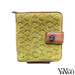 CELINE　セリーヌ　マカダム柄 スエード コンパクト ジップ ウォレット