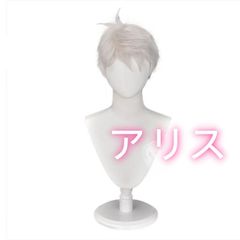 ツイステッドワンダーランド カリム コスプレ ウィッグ シルバーホワイト 耐熱ファイバー 30cm