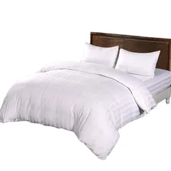 【新品未使用】布団カバー 4点セット クイーン 綿100% ホワイト ストライプ 寝具カバー4点セット 白 ホテル 掛け布団カバー1枚 ボックスシーツ1枚 枕カバー2枚