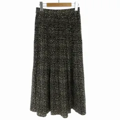 フレディ エミュ fredy emue アニマルプリントプリーツスカート ミモレ ロング ヒョウ柄 レオパード 36 S 黒 ブラック アイボリー 9-0021-3-26-010 /RO ■GY99