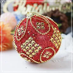【迅速発送】綺麗 ダイヤモンド クリスマス オーナメント ボール レッド 7個セット 直径 8cm 北欧 インテリア ツリー 飾り 100%手作り クリスマス ツリー 装飾 スリング付 (レッド)