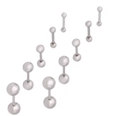 【色：ステンレス シルバー 幅2.5/3/4/5/6mm 5ペアセット】[Adelina Style] バーベルピアス 人気 ボールピアス 丸玉 つけっぱなし メンズ レディース サージカルステンレス 軟骨 ピアス 金属アレルギー対応 男女 両耳 プレゼント