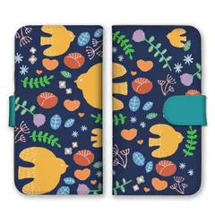 iPhone11Pro ケース 手帳型 アイフォン11 プロ スマホケース 携帯ケース 北欧柄 鳥 バード 花柄 お花 フラワー 可愛い 大人女子 ネイビーブルー 紺色 おしゃれ  スマホカバー カラー07