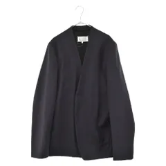 Martin Margiela 10 (マルタンマルジェラ) 20SS ノーカラージャケット ストライプ ネイビー S50BN0435のサムネイル