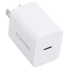 【新着商品】GaN採用 折りたたみ式プラグ PSE認証品 1ポート PD対応 ホワイト USB 20W USB-C EC-AC6820WH Type-C 充電器 エレコム