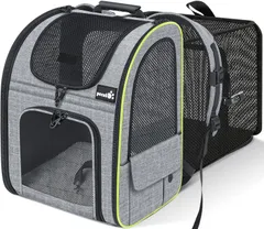 ペキュート Pecute ペットキャリー リュック 猫 キャリーバッグ ペット 犬 猫 リュック 通気性 拡張可能 2WAY バッグ 猫 キャリーバッグ 折り畳み お出かけ ドライブ 旅行 通院 災害避難用ペットバッグ グレー