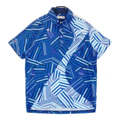 サイズ：3L LE COQ GOLF ルコックゴルフ 2024年モデル 半袖ポロシャツ 肩ロゴ刺繍 総柄 ブルー系 [240101494954] ゴルフウェア メンズ ストスト