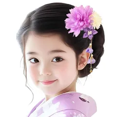 【新品】 【OTAKUMARKET】浴衣 髪飾り 子供 七五三 袴 着物 卒業式 夏祭り 着物 和装 和風 髪留め リップ 高級 8色選べる (05 パープル)