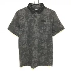 【超美品】プーマ 半袖ポロシャツ グレー×黒 総柄 ストライプ メンズ L ゴルフウェア PUMA