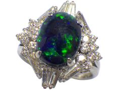 ブラックオパール ダイヤモンドリング Pt900 7.93g 8.5号 GRJソーティング付き　Jewelry BlackOpal 2.14ct Dia0.95ct Ring