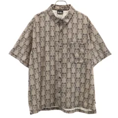 gymmaster ジムマスター ハッピーペイント ペリカン柄 半袖 シャツ M アッシュブラウン メンズ 古着