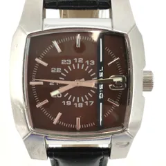 05w13247 ディーゼル DIESEL  クオーツ  ブラウン文字盤 腕時計  アナログ  スクエア ライン  シルバー  メンズ  DZ1090 【中古品】