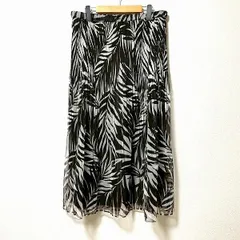 #anc レマロン REMALON スカート こげ茶 白 メッシュ プリーツ 植物柄 美品 レディース [962431]