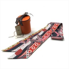 美品 HERMES エルメス ツイリー 鎧の幻想 アンスラサイト コライユ ローズ トープ シルク 100％ スカーフ 服飾小物 アクセサリー k5953