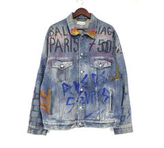 バレンシアガ BALENCIAGA 18AW 【 OVERSIZED DENIM JACKET 530723 TXE08 】 オーバー サイズ グラフィティ デニム ジャケット　n8498