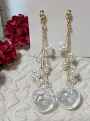 シャボン玉♡ガラスドームロングピアス