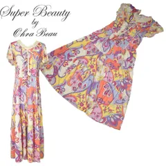 スーパービューティー 半袖 Aライン ワンピース チュニック ペイズリー サイケ柄 レディース カジュアル パリ エレガンス オーラボー 416022 カジュアル かわいい 大人 総柄 ジェイシー SuperBeauty ピンク