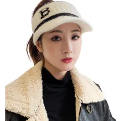 ニット帽 レディース サンバイザー ニットキャップ 防寒対策 フリーサイズ 伸縮性 ニット帽子 小顔効果 つば付き 通勤 通学 ゴルフ スポーツ (ホワイト) [ホワイト] [Free Size]