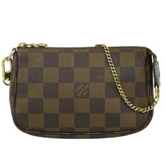 本物 ルイヴィトン LV LOUIS VUITTON ミニ ポシェットアクセソワール ダミエエベヌ ハンドバッグ ポーチ ブラウン N58009 ビトン バッグ 中古 【フォロー割】