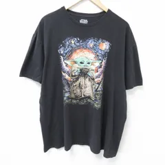 XL/古着 半袖 Tシャツ メンズ スターウォーズ STAR WARS ベビーヨーダ 大きいサイズ コットン クルーネック 黒 ブラック 25may24 中古