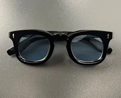 サングラス　ブルーレンズ　UVカット　ビンテージ　ヴィンテージ　アメリカン　ヨーロッパ　紫外線カット　セーフティグラス　オプティカル　クラウンパント　50s 60s クラシック　メンズ　黒縁眼鏡　メガネ　太縁　伊達メガネ　クリアフレーム　#majyu-bgb