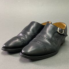 3e10 EDWARD GREEN エドワードグリーン PADBURY パッドベリー モンクストラップ ブローグシューズ ドレスシューズ パンチドキャップトゥ 6 - 6 1/2 ブラック レザー ラストE82 革靴 メンズ