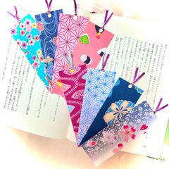#1633 手作り布製しおり 綺麗な和柄8枚セット 花柄