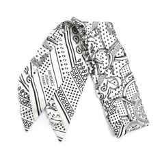 HERMES エルメス ツイリー Eperon d' Or Bandana エプロンドールバンダナ スカーフ ホワイト/ブラック H852978S レディース 中古 美品