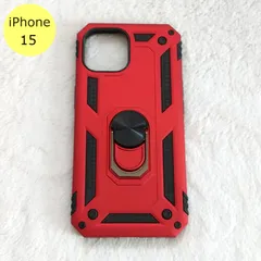 iPhoneケース 耐衝撃 衝撃吸収 リング付き iPhone 15 レッド スマホ アイフォン ケース