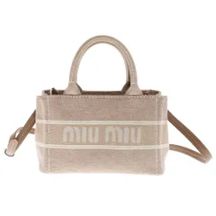 miumiu (ミュウミュウ) 2WAYハンドバッグ ライトピンク×ブラウン キャンバス×レザー 5BA253 ショルダーバッグ 斜め掛けバッグ