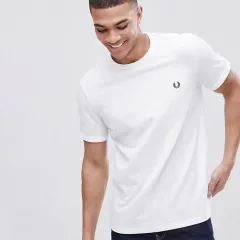 送料無料 FRED PERRY フレッドペリー Tシャツ 半袖 メンズ 丸首 無地 薄手 おしゃれ レディース ファッション 麦の穂の刺繡 トップス カジュアル ブラック ホワイト 夏 夏服