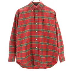 ポロバイラルフローレン 80s ヴィンテージ 緑タグ ボーイズ 長袖 ボタンダウンシャツ L レッド Polo by Ralph Lauren メンズ 古着 【240412】