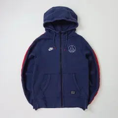 【最終値下げ SALE】NIKE ナイキ フルジップパーカー パリサンジェルマン サッカー ロゴ刺繍 袖ライン ネイビー S　B202507