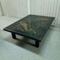 アンティーク中国美術 応接机センターテーブル/ガラステーブル/ローテーブル 希少 ローテーブル センター テーブル 木彫り 彫刻 ガラス
