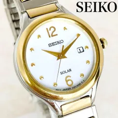 新品SEIKOセイコー腕時計ソーラーレディース逆輸入シンプルゴールドシルバー