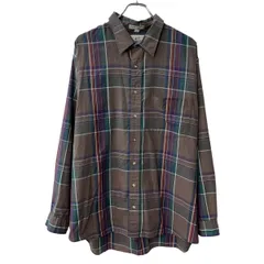 417 VANHEUSEN 長袖 チェックシャツ M XL ブラウン マルチカラー ヴァンヒューゼン 胸ポケット 長袖シャツ トップス 春物 a710-5513