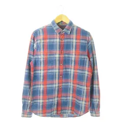 ザラマン ZARA MAN シャツ 長袖 ダブルポケット チェック 総柄 ヴィンテージ アメカジ M 紺 ネイビー /AO1