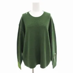 アニヤハインドマーチ ANYA HINDMARCH ×UNIQLO ユニクロ 美品 プレミアムラムクルーネックセーター ニット 刺繍 長袖 ウール 3XL 緑 グリーン 251-468868 /FF