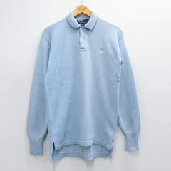 S/古着 ラルフローレン 長袖 ブランド セーター メンズ 90s ワンポイントロゴ コットン 襟付き 薄紺 ネイビー 25mar25 中古 ニット トップ