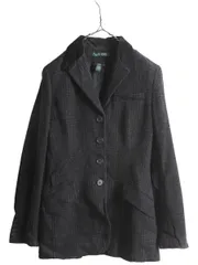 【お得なクーポン配布中!】 90s デッドストック LAUREN ラルフローレン 上襟ベロア ウール テーラード ジャケット レディース XS / 未使用 ブレザー オールド チェック