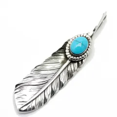 【新着商品】ターコイズ ペンダントトップ 銀縁 フェザー メンズ ko シルバー925 [シルバーワン] (charm)