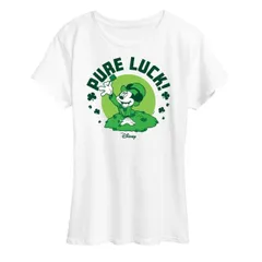 【送料無料】 ディズニー レディース Tシャツ トップス Disney's Mickey Mouse Women's St. Patrick's Pure Luck Graphic Tee White