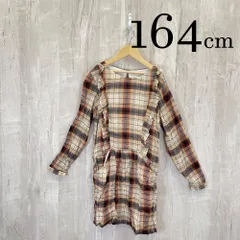 ap2090-4 ZARA Girls ザラガールズ KIDS キッズ ワンピース 160 13~14Y 164cm ブラウン 茶 チェック柄 ウール混紡 長袖 チュニック 13~14歳